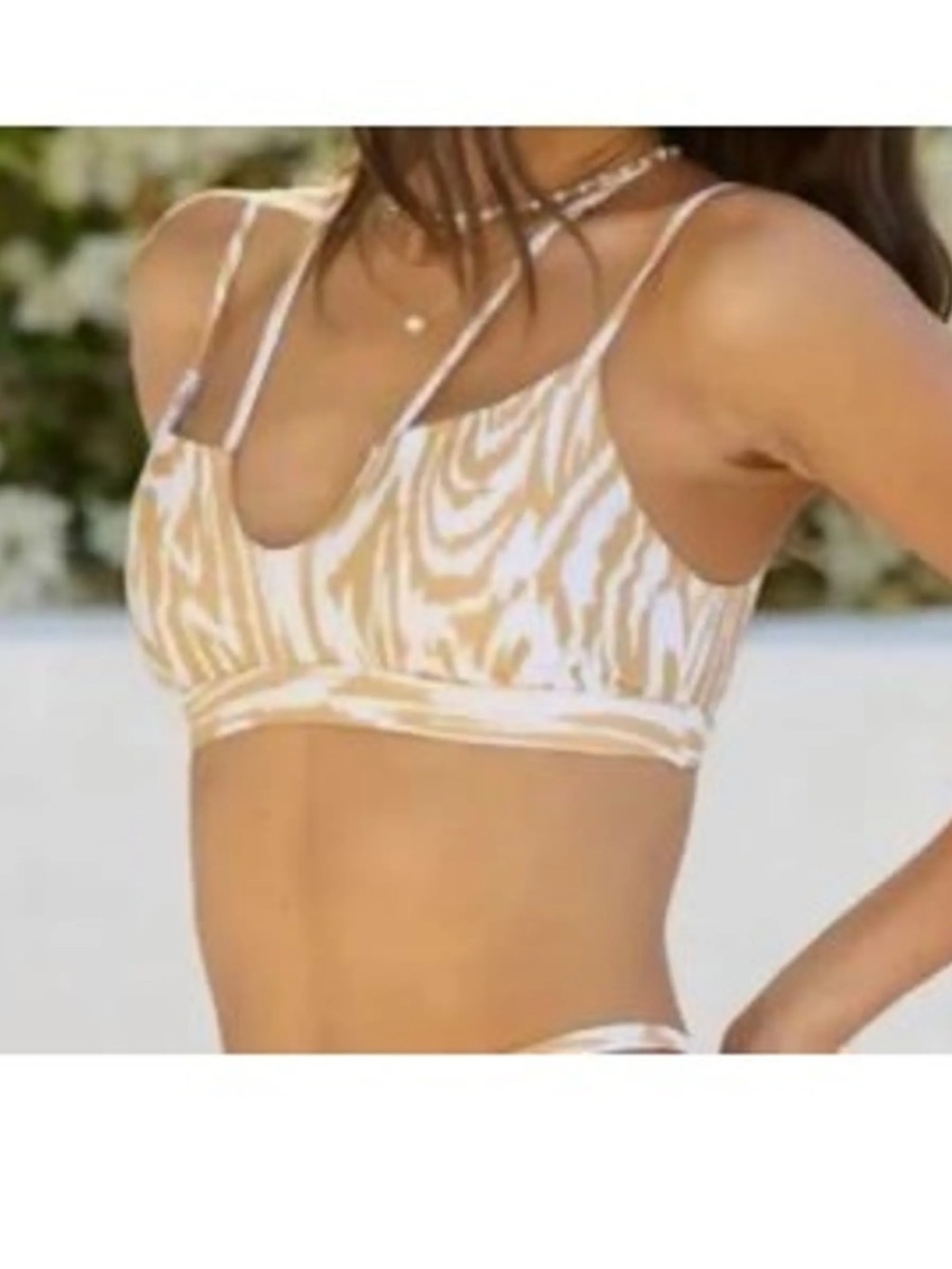 NWT B|FIT Beach Bunny Adonia Sports Bra Bikini Top Wood Print Small